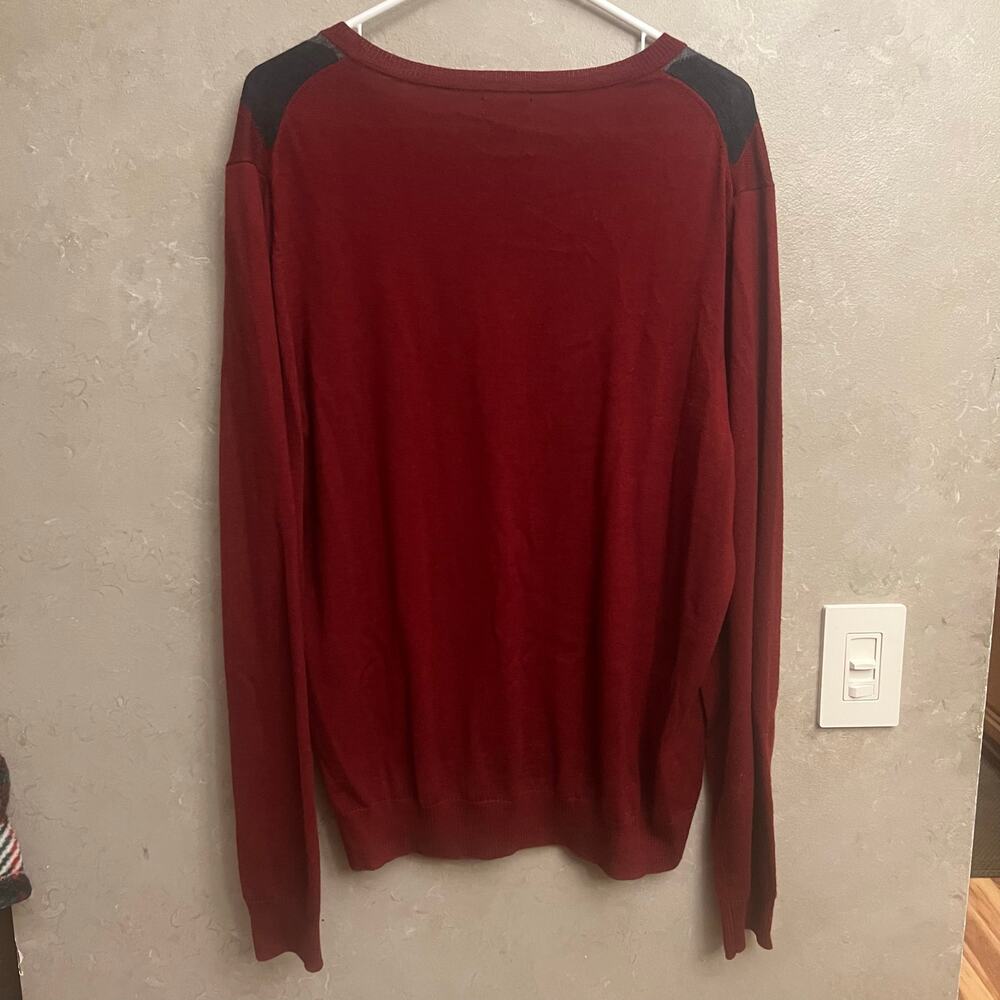 Apt. 9 XL Vintage Argyle Diamond V-Neck Sweater Red Gray XL - Picture 5 of 8